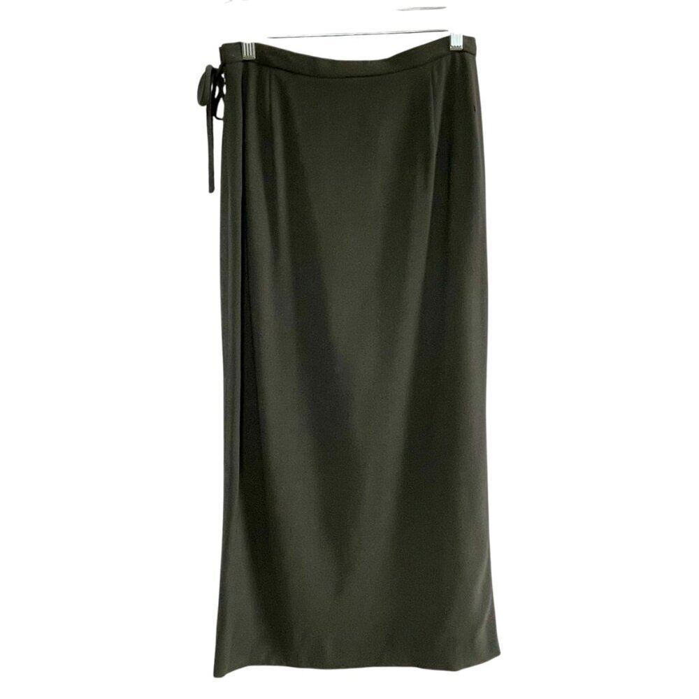 Vintage Giorgio Armani 100% Wool Gray Maxi Wrap Skirt Lined Italian EU 42 / US 6 - Picture 4 of 16